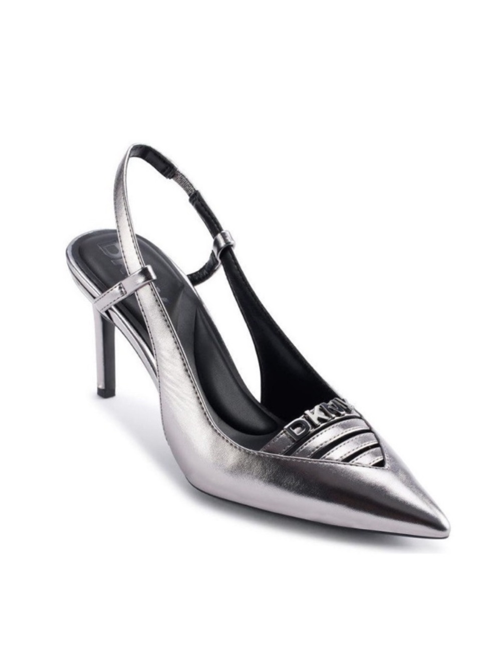 New DKNY Malden Slingback Pointed Toe Pump in Nickel Size 6.5